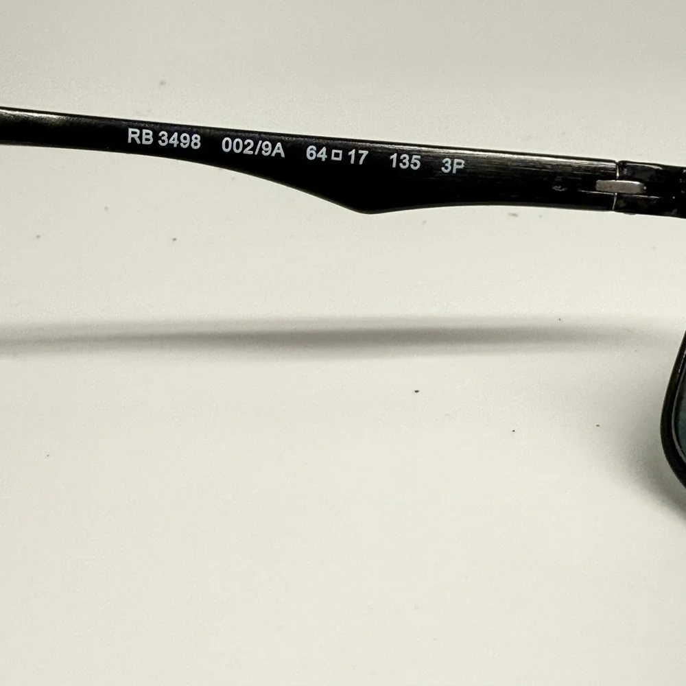 Ray-Ban RB 3498 002/9A Polarized Sunglasses Black Metal Rectangle 64-17 135